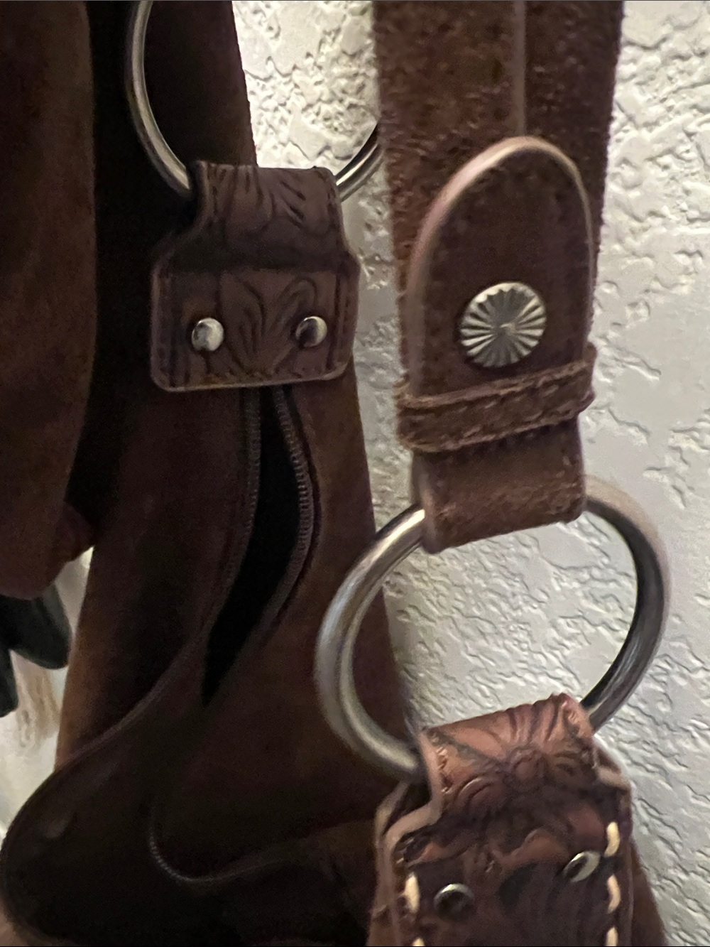 Wrangler Brown Suede Hobo with Tooled Leather Strap - Picture 12 of 14